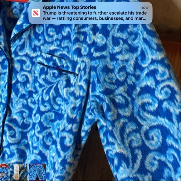 Celestial Dreams NWOT Soft Fleece Button Down Blue Swirl Pajama Top - Picture 2 of 4